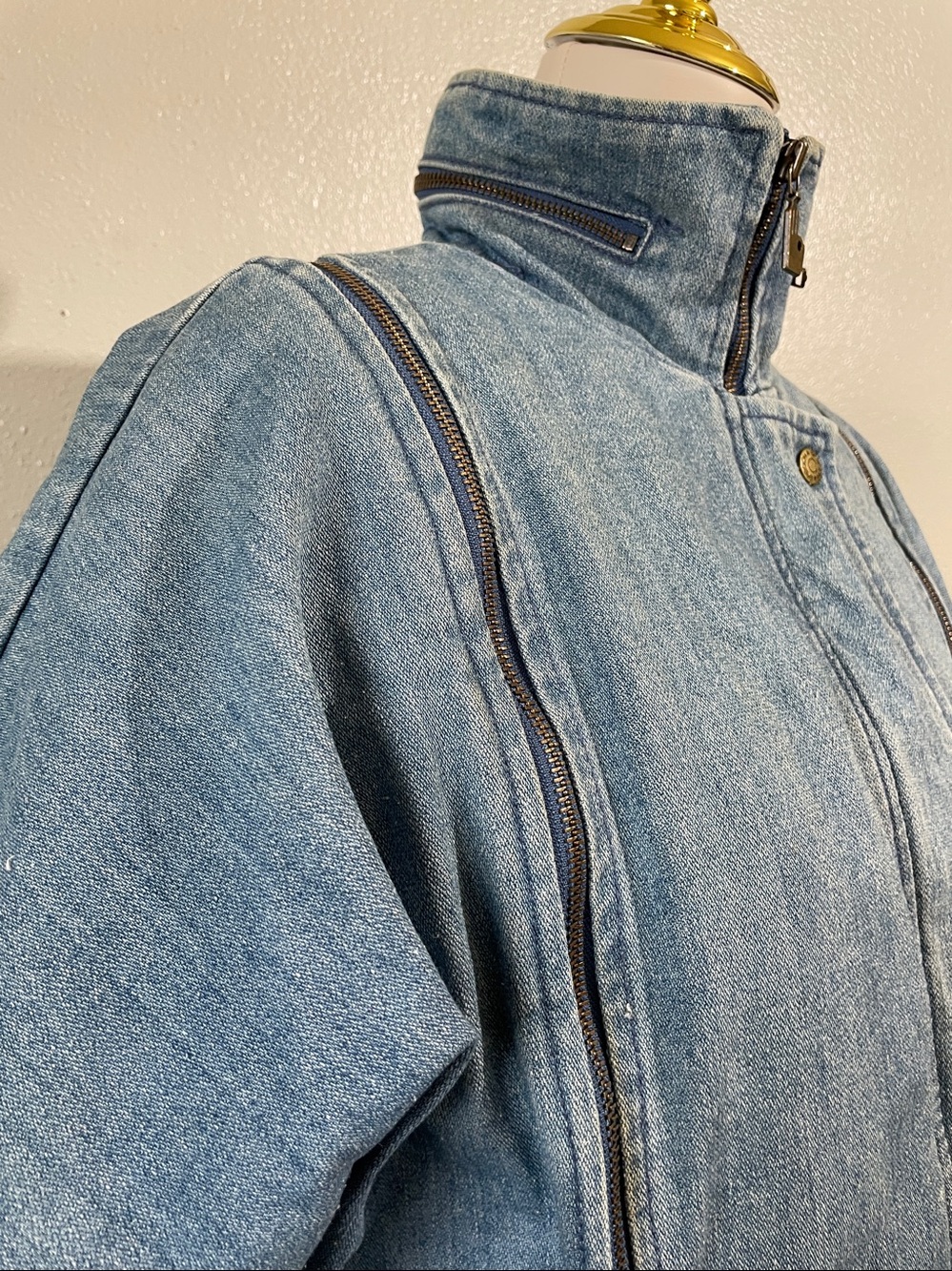 90s Convertible Denim Jacket Vest Zip Off Sleeves Hooded M Unisex Sasson VTG - Picture 3 of 12